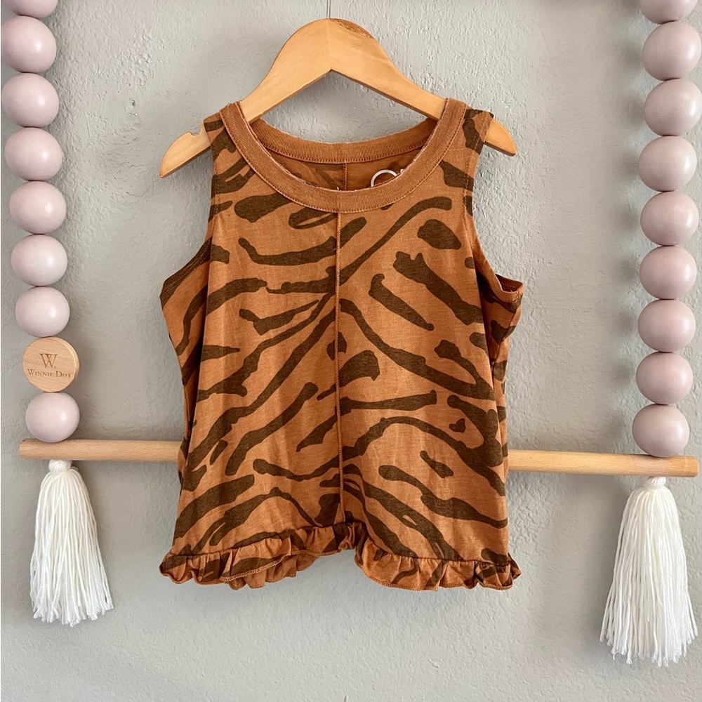 Chaser Tiger Print Tank w Ruffle Hem